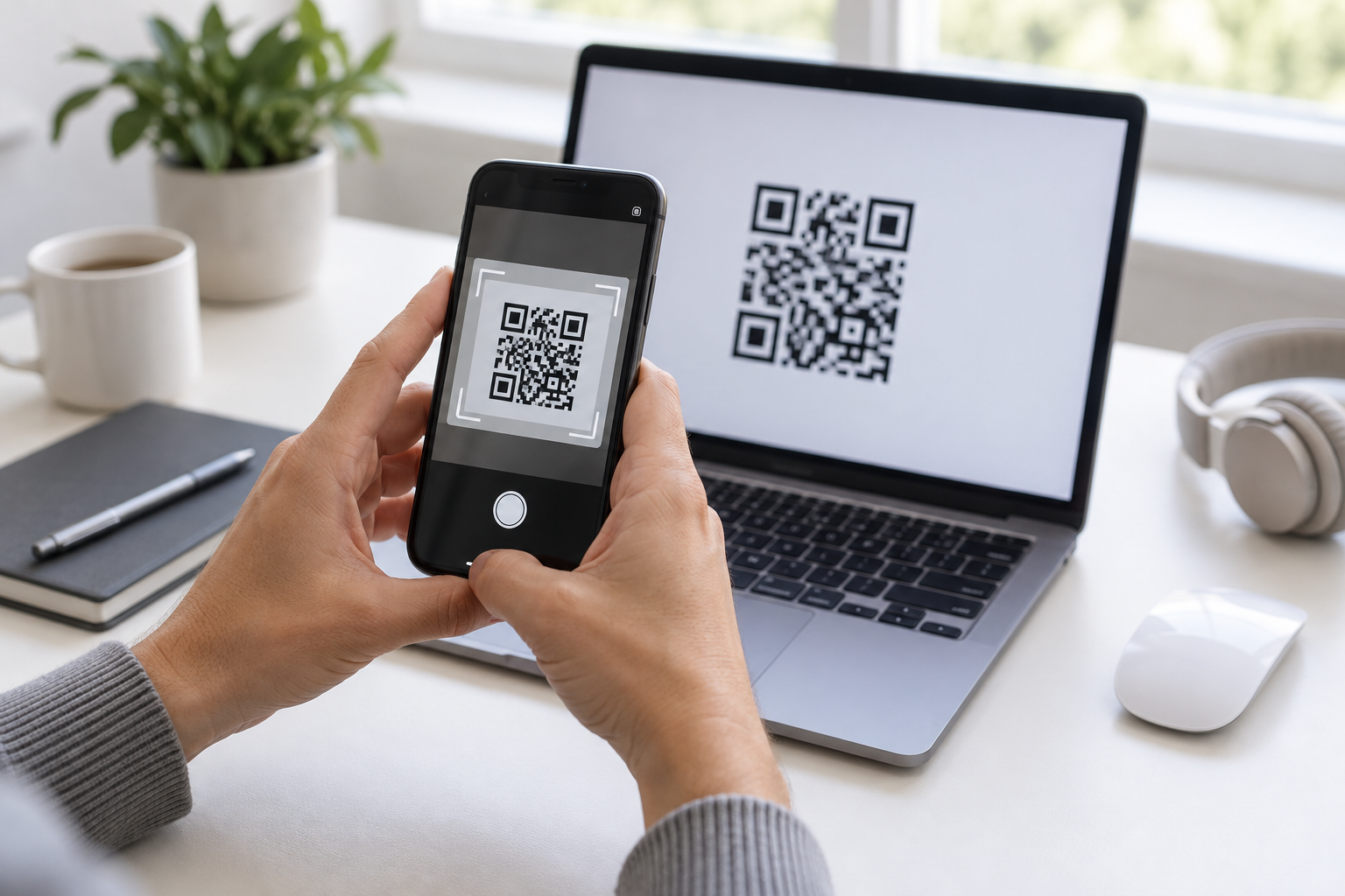 Smartphone scannt einen QR-Code für die eSIM-Einrichtung